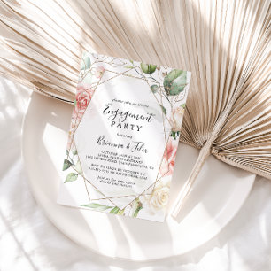 Invitation Partie de fiançailles géométrique Gold Green Folii