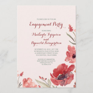 Invitation Partie de fiançailles mignonne florale d'aquarelle