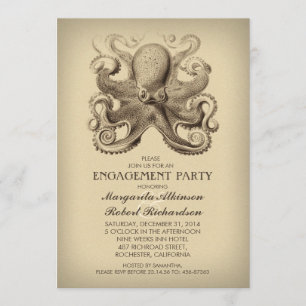 Invitation partie de fiançailles nautique de plage de poulpe