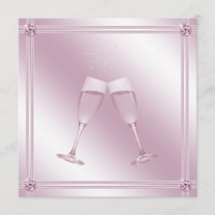 Invitation Partie de fiançailles rose en verre et de diamants
