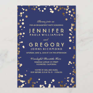 Invitation Partie de fiançailles vintage de confettis d'or et