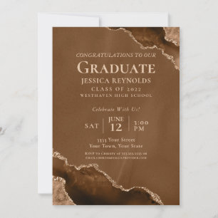 Invitation Partie de graduation Brown Gold Agate