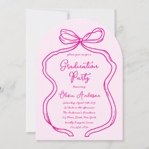 Invitation Partie de graduation Chic Rose Main Tirée Bow & Sc