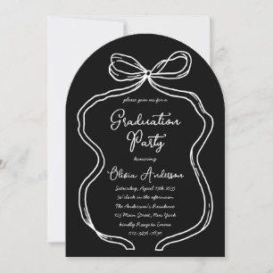 Invitation Partie de graduation de la main blanche tirée sur 