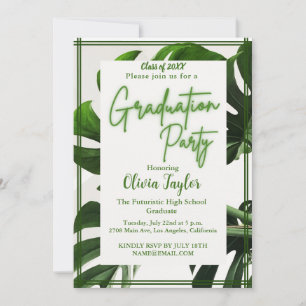 Invitation Partie de Graduation minimale de palme tropicale a