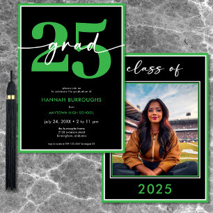 Invitation Partie de graduation minimale verte moderne