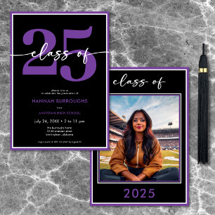 Invitation Partie de graduation minimale violet de script mod
