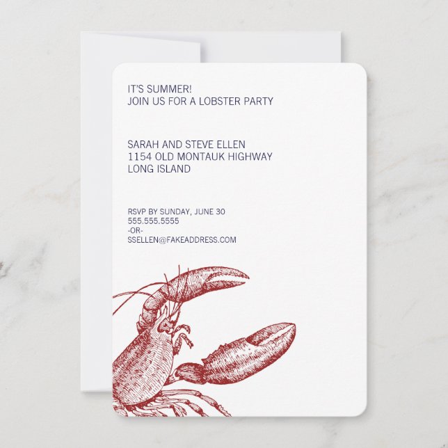 Invitation Partie de homard (Devant)