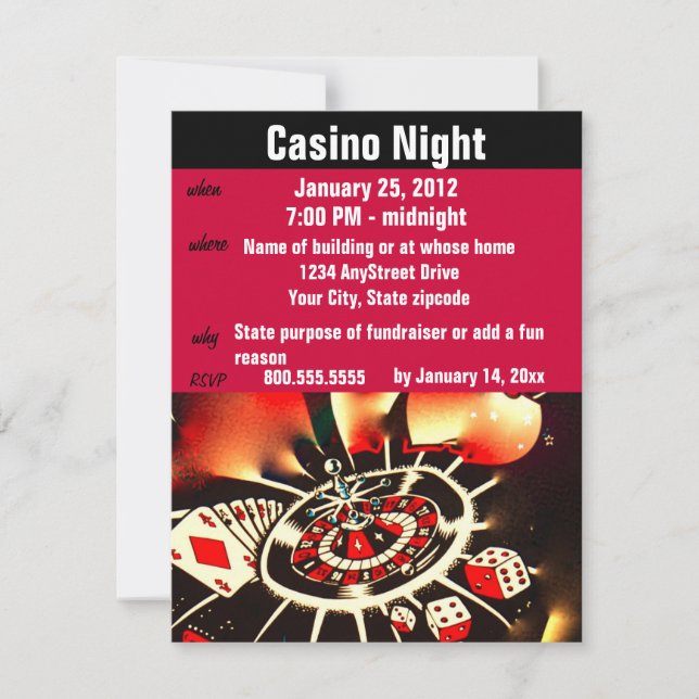 Invitation Partie de nuit de tisonnier de casino (Devant)