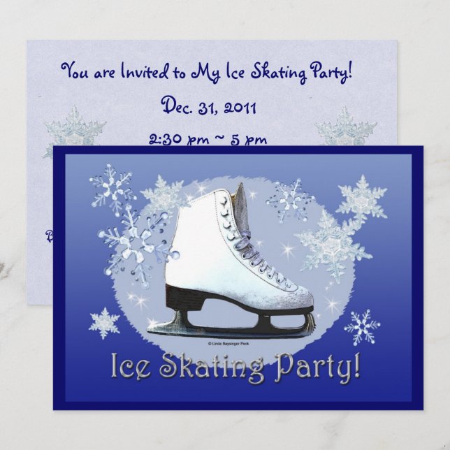 Invitation Partie de patinage de glace ! (Devant / Derrière)