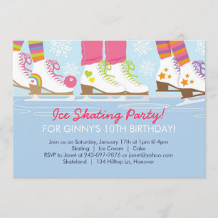 Invitation Partie de patinage de glace pour des filles