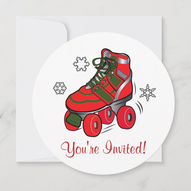 Invitation Partie de patinage de rouleau de Noël (Devant)