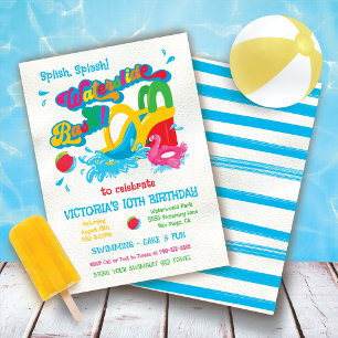 Invitation Partie de pool de toboggans BIrthday Bash