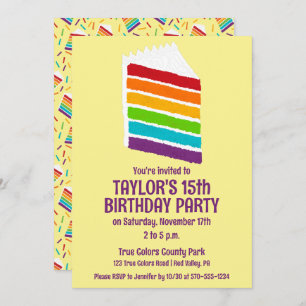 Invitation Partie de Rainbow Cake Custom Party