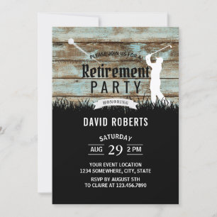 Invitation Partie de retraite de golf vintage Rustic Barn Woo