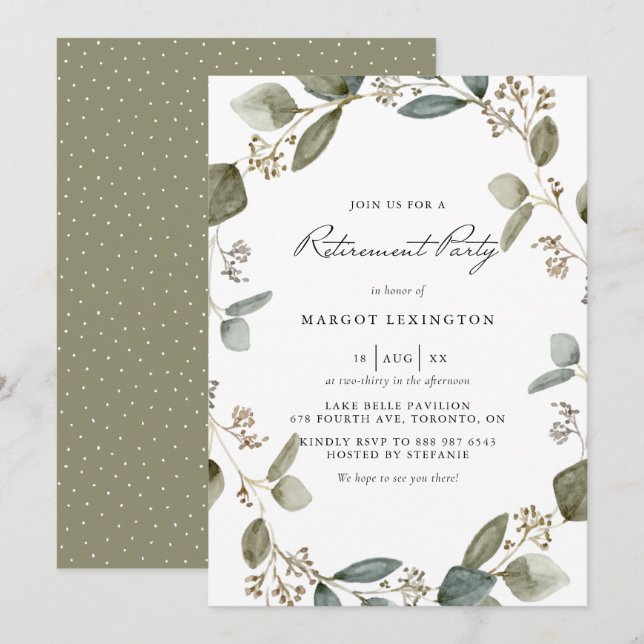 Invitation Partie de retraite de la couronne d'eucalyptus ens (Devant / Derrière)