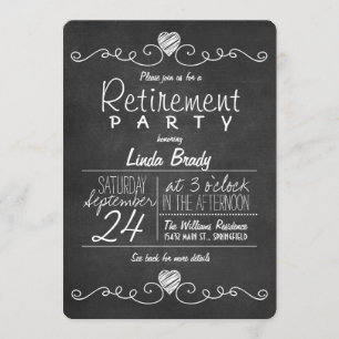 Invitation Partie de retraite de tableau noir et blanc