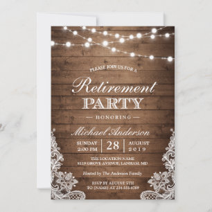 Invitation Partie de retraite   Dentelle à cordes de bois rus