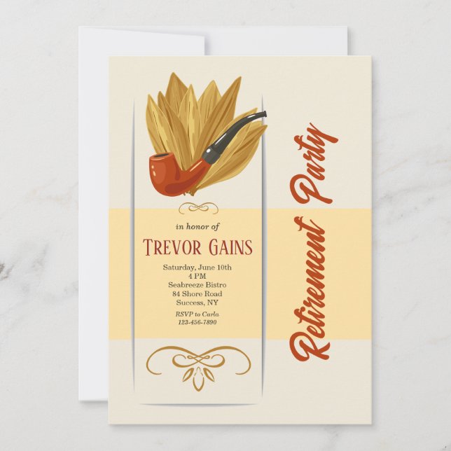 Invitation Partie de retraite du fumeur de tuyaux (Devant)