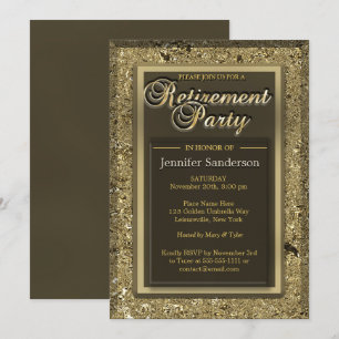 Invitation Partie de retraite   Elegant Golden Office Directo