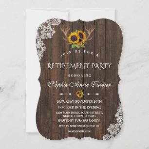Invitation Partie de retraite en bois de dentelle