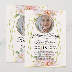 Invitation Partie de retraite florale de cadre géométrique