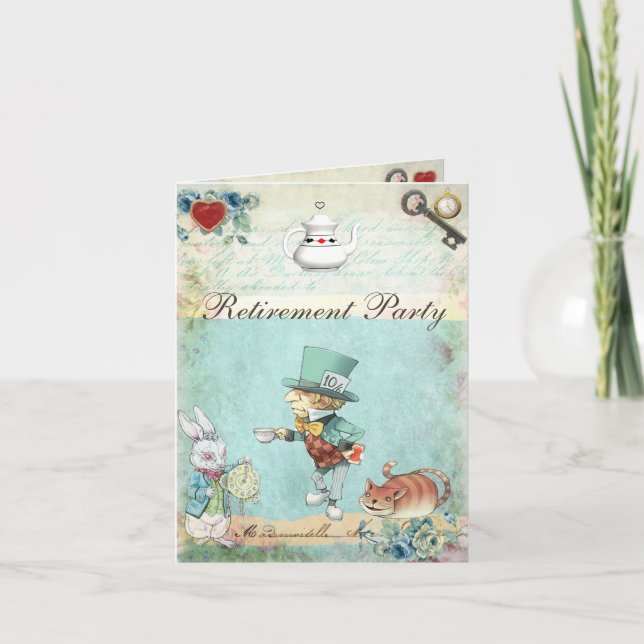 Invitation Partie de retraite folle du pays des merveilles de (Devant)