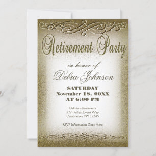 Invitation Partie de retraite Gold Shimmer