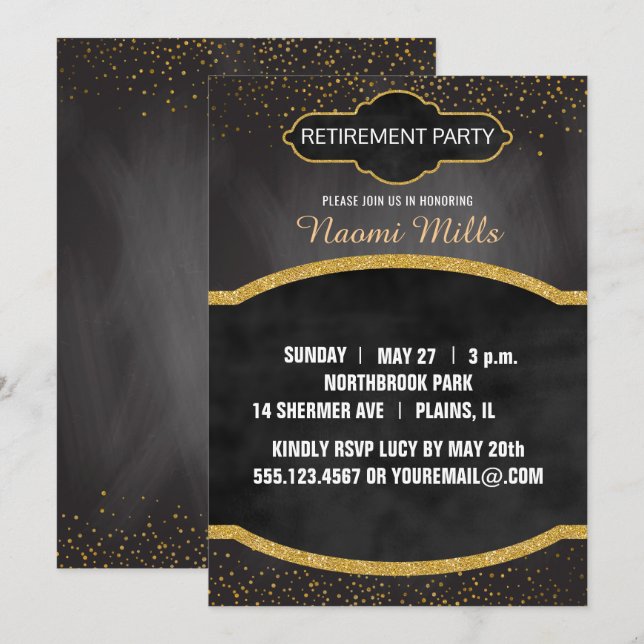Invitation Partie de retraite noire de professeur de tableau (Devant / Derrière)