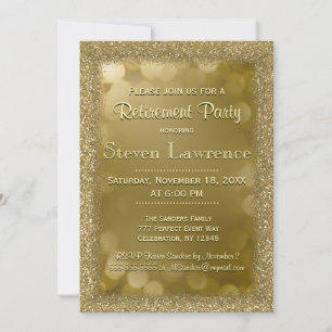 Invitation Partie de retraite Parties scintillant Gold Boke