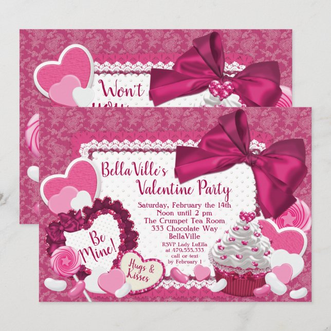 Invitation Partie de Saint-Valentin d'amoureux (Devant / Derrière)