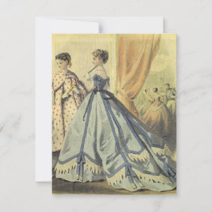 Invitation Partie de thé féminine V3 des années 1860 vintage