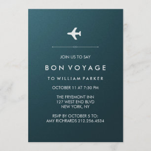 Invitation Partie de voyage de fève avec l'avion en bleu et