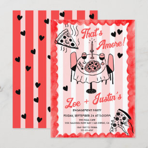 Invitation Partie d'engagement à la pizza dessinée à la main