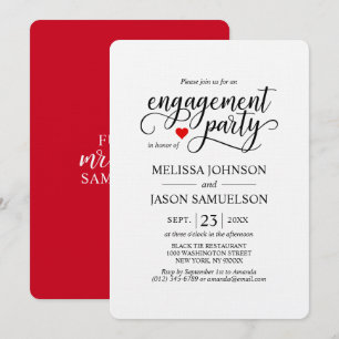 Invitation Partie d'engagement au coeur rouge moderne
