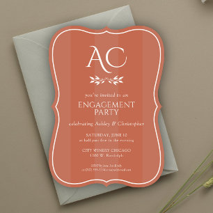 Invitation Partie d'engagement au cuivre rayé monogramme mini