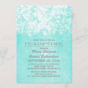 Invitation partie d'engagement bleue des lumières de chaîne