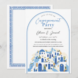 Invitation Partie d'engagement Couples Douche Santorin Grèce