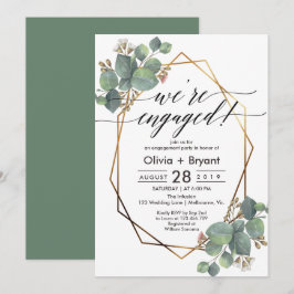 Invitation Partie d'engagement de cadre géométrique Eucalyptu