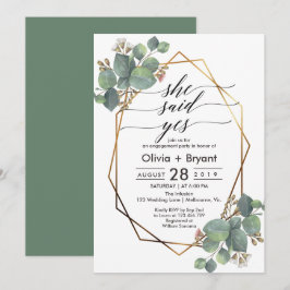 Invitation Partie d'engagement de cadre géométrique Eucalyptu