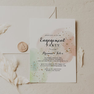 Invitation Partie d'engagement de Confetti Gold Watercolor