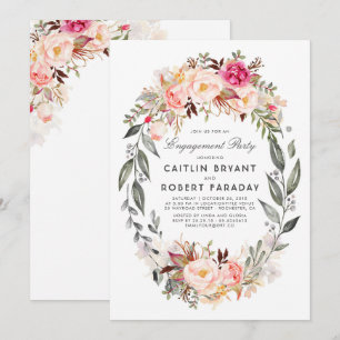 Invitation Partie d'engagement de la couronne rose pâle