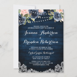 Invitation Partie d'engagement de la Marine Blush Floral Stri
