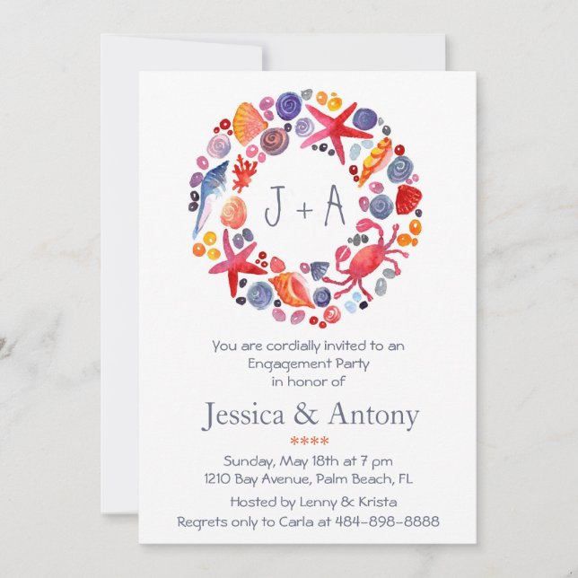 Invitation Partie d'engagement de la plage de Wreath Sea Wate (Devant)