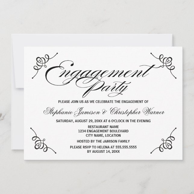 Invitation Partie d'engagement de l'élégance de la calligraph (Devant)