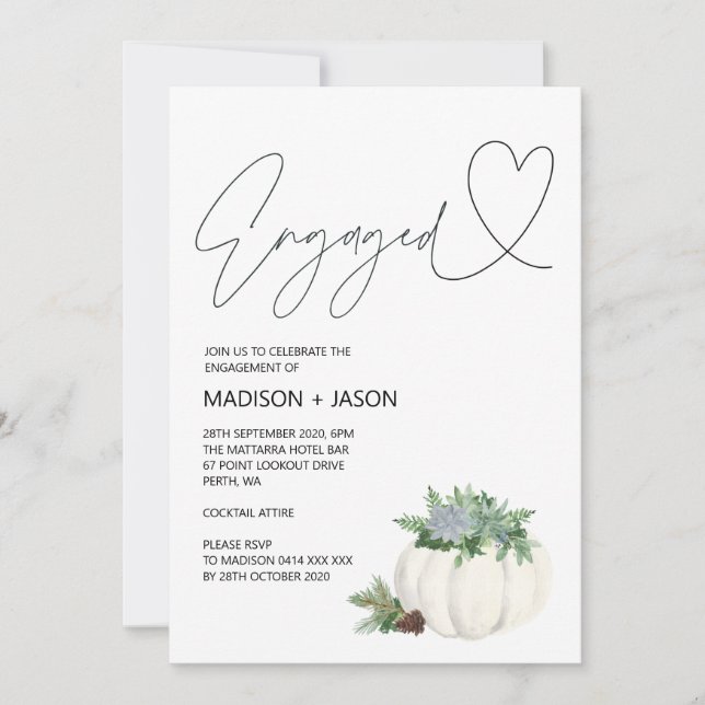 Invitation Partie d'engagement de Thanksgiving Automne (Devant)