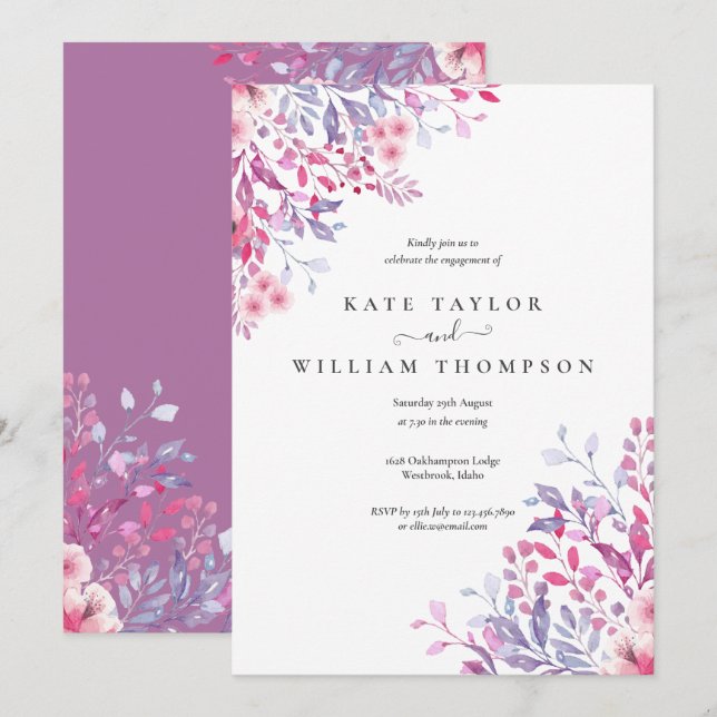 Invitation Partie d'engagement des Fleurs sauvages de l'aquar (Devant / Derrière)