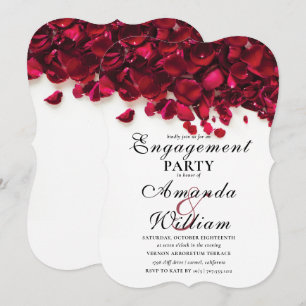 Invitation Partie d'engagement des pétales Roses d'aquarelle