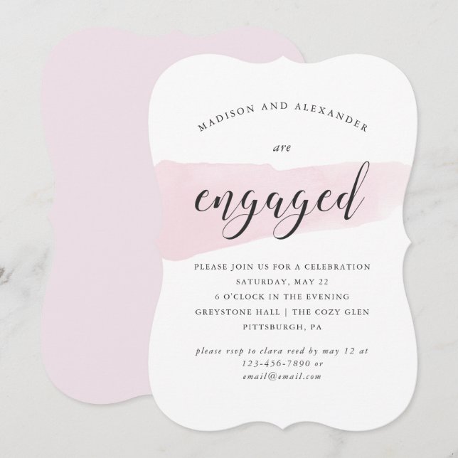 Invitation Partie d'engagement du Mariage de la montre couleu (Devant / Derrière)