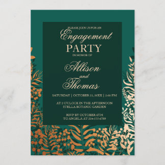 Invitation Partie d'engagement Émeraude or herbe